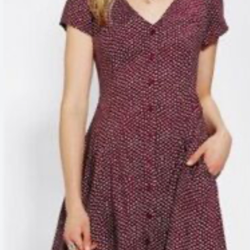 Band of Gypsies Burgundy Patterned Midi Dress